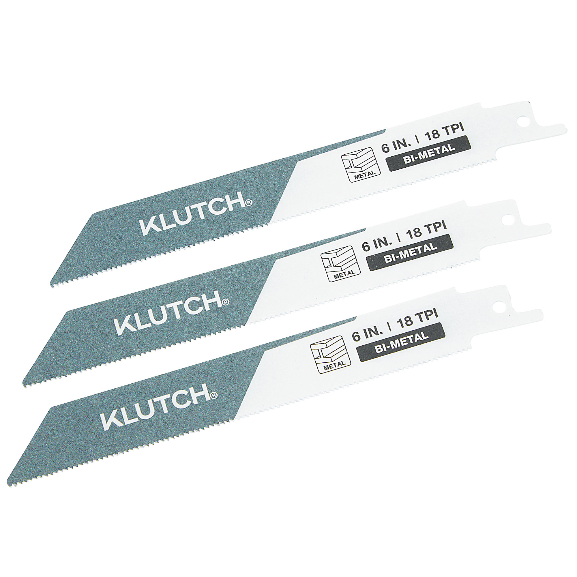 Klutch 6in. Reciprocating Saw Blades, 3-Pc., 18 TPI